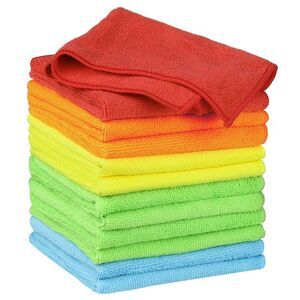 12 Pack Microfiber Lint Free High Absorbent Cleaning Rags 12" x 12" Multi